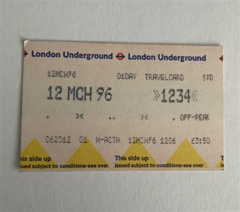 Vintage London Underground Tube Train Rail 1 Day Travelcard Ticket 12