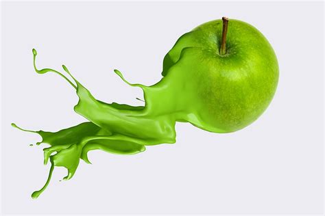 Apple Splash Green Green Apple Creative Art Healthy Eating