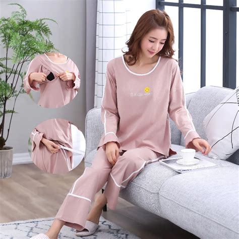 Breastfeeding Pajama Breast Feeding Nightwear Maternity Nursing Pajamas Set Maternity Nursing