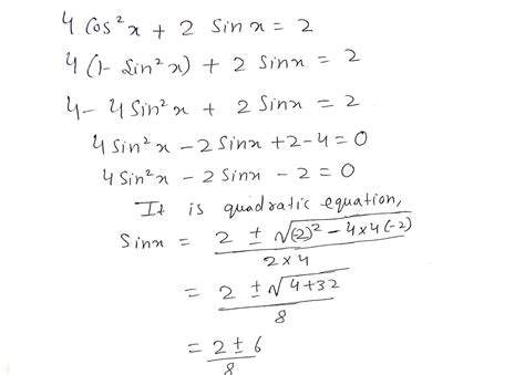 Answered: 4 cos x + 2 sin r = 2 COS | bartleby