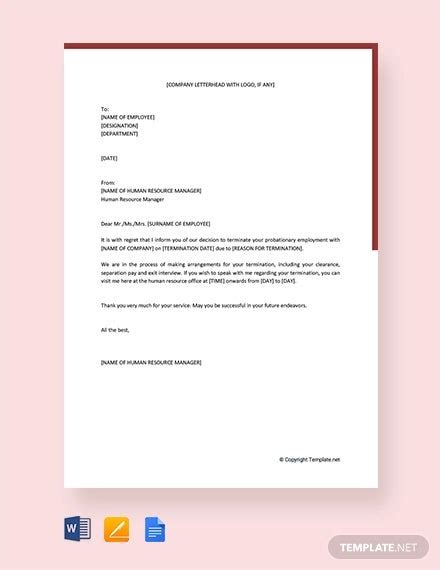 Sample resignation letter with known notice period. Invite To Probation Review Meeting Letter Template | invacation1st.org