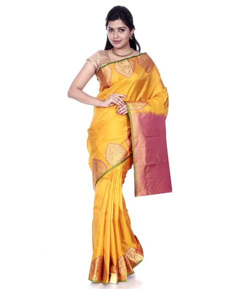 Turmeric Yellow Kanchipuram Silk Saree Kanchipuram Sarees Online