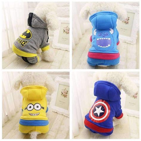 4 Cute Dog Hoodie Clothes For Small Dogs And Puppies Minions Batman