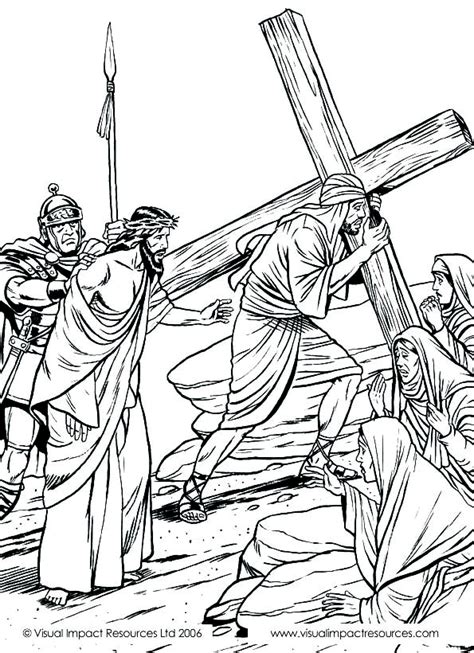 Jesus Carries The Cross Coloring Pages Picture 8 Printable Jesus
