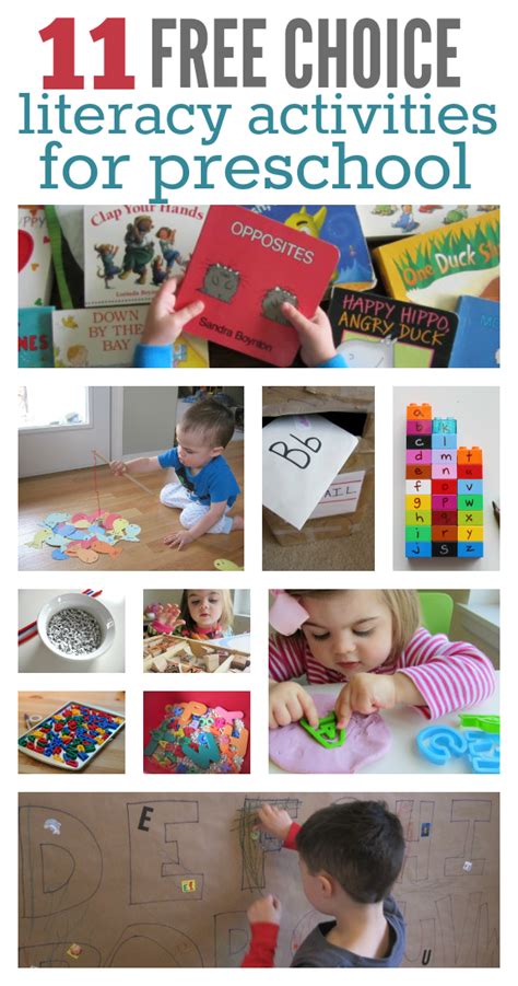 11 Literacy Activities For Preschool Free Choice Time No Time For
