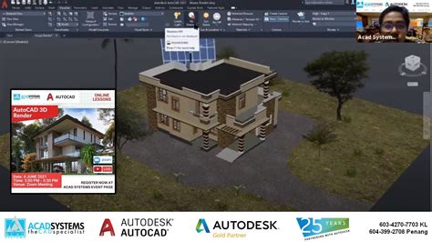 Rendering With Autodesk Autocad 3d Youtube