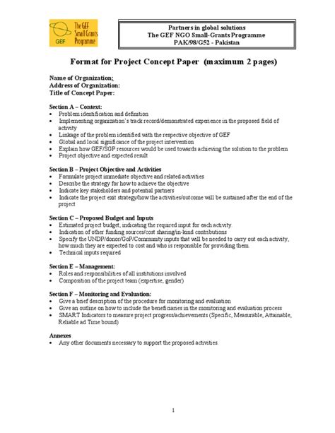 Pdf | a concept paper enables in putting thoughts and ideas into paper for consideration for research. Concept Paper Format