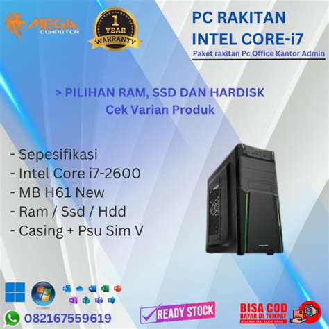 Jual Pc Rakitan Core I Gen Office Siap Pakai Ram Ssd Hdd Cek Varian Gb Hdd Gb