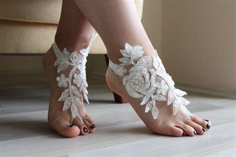 Barefoot Weddingbridal Barefoot Sandalsİvory Lace Sandalswedding