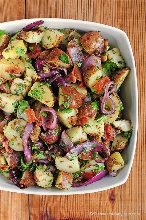 The potatoes maintain their natural moisture and sweetness this way. Texas Style New Potato Salad Recipe | She Wears Many Hats