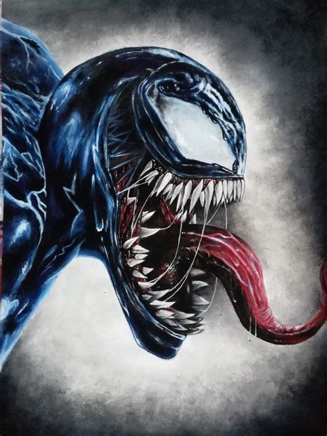 I Tried To Draw Venom On A4 Size Paper Using Acrylic Coloura Hope You