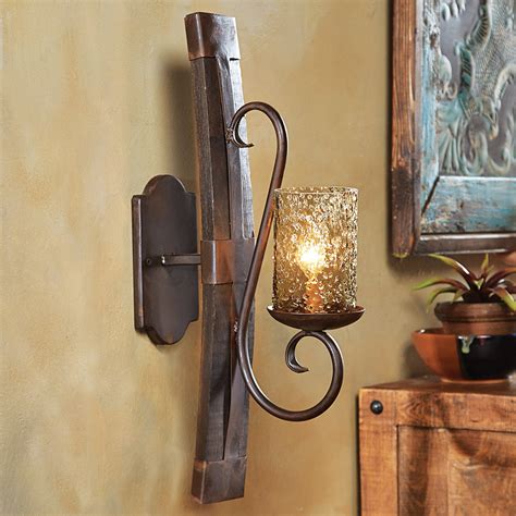 Rustic Wall Sconces Tequila Barrel Fine Scroll Wall Sconce With Smoke