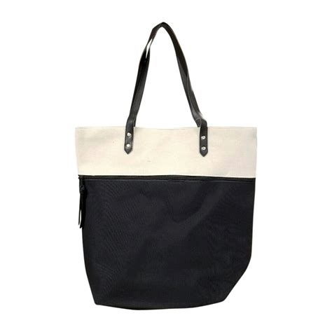 Color Block Tote Bag Embroidery Blanks Black Closeout