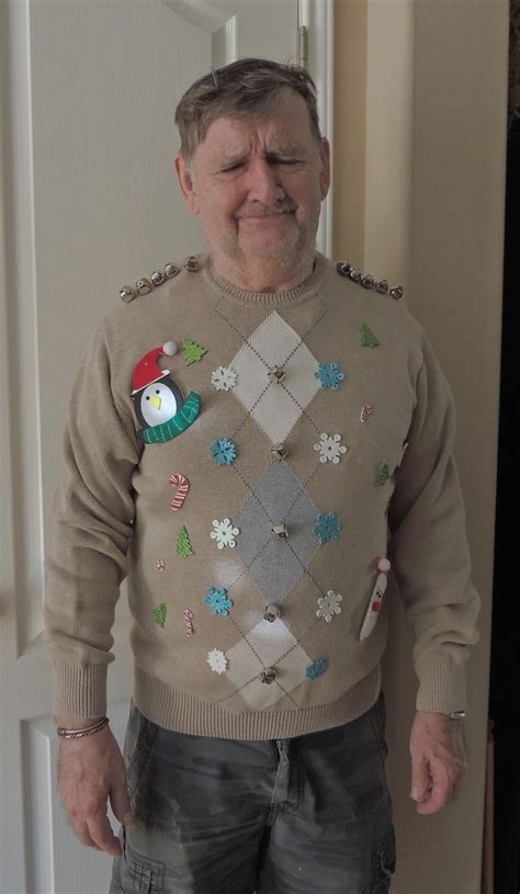 Mens Ugly Christmas Sweater Tan Beige And Gray Etsy
