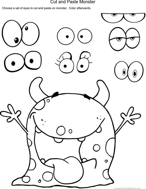 Cut and Paste Monster | Cut and Paste Worksheets, Activities for