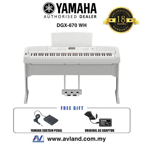 Yamaha Dgx 670 88 Keys Portable Grand Digital Piano White Dgx670