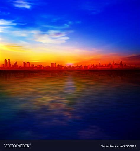Abstract Gold Sunrise Background With Blue Sky Vector Image