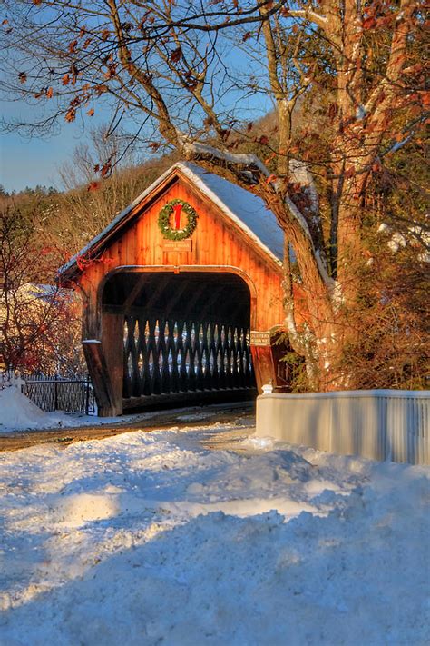 Covered Bridge In Winter Photograph By Joann Vitali