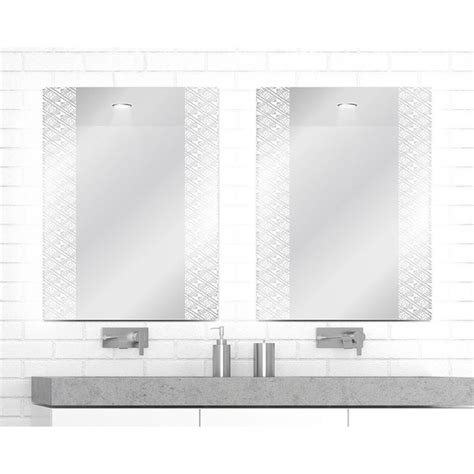 Geo Modern Contemporary Frosted Bordered Mirror Etched Framed Rectangular Vanity Mirror