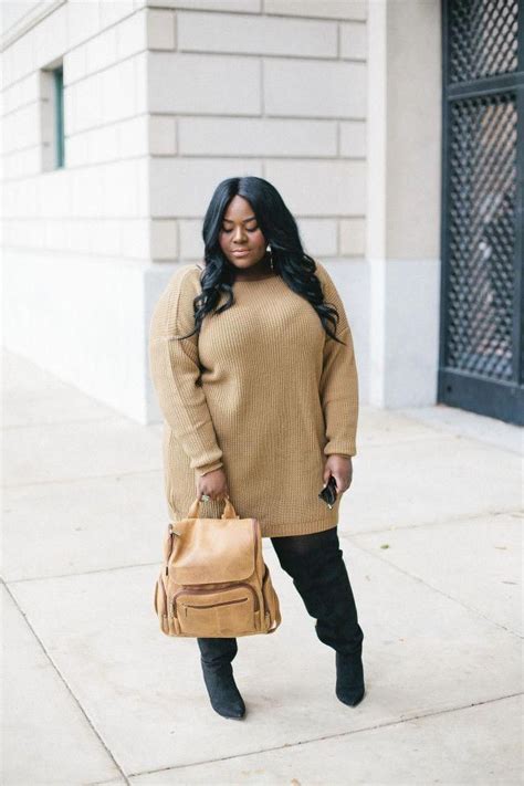 oversized sweater dress plus size plus size winter outfit ideas beige and brown outfit