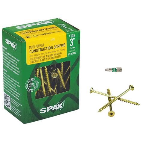 Spax Screws 4191020500754 10 X 3 Yellow Zinc Flat Head Screw 72 Per