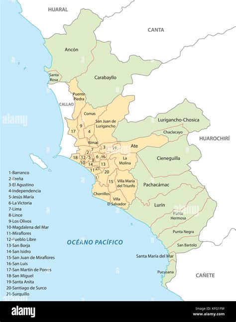 Lima Politica E Amministrativa Di Mappa Vettoriale Immagine E