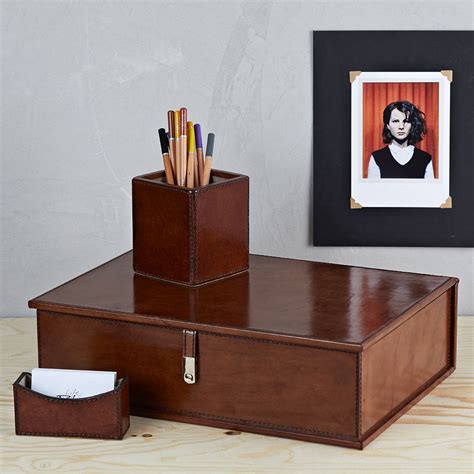 Leather Desk Organiser Set By Life Of Riley