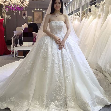 Buy Fmogl Gorgeous Appliques Chapel Train Princess Wedding Dress 2019 Sexy