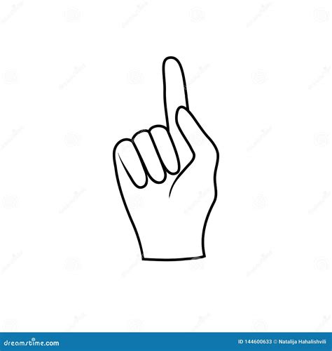Hand With One Finger Pointing Up Line Icon Hand With Index Finger Up