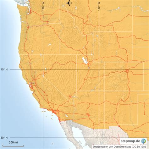 Stepmap West Coast Usa Landkarte Für Usa