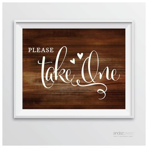 Please Take One Rustic Wood Wedding Party Signs