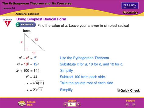 PPT - The Pythagorean Theorem and Its Converse PowerPoint ...
