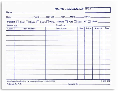 Parts Request Form Template Awesome Parts Requisition Forms Napsupply