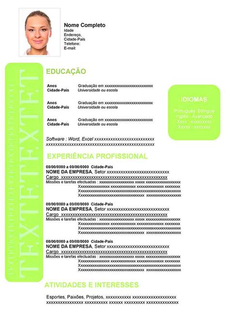Curriculo Vite Em Português Curriculum Vitae Em Portugues Simples