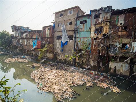 Poor And Impoverished Slums Of Dharavi In The City Of Mumbai