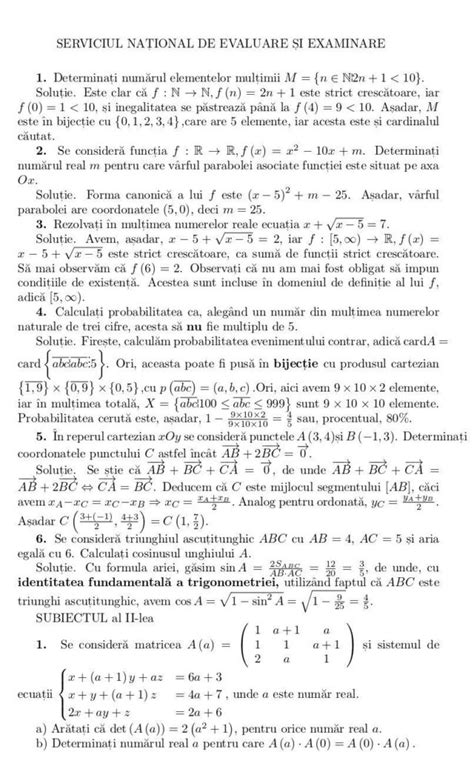 Les élèves ne peuvent s'inscrire que dans les langues qu'ils étudient à ce jour, s'ils ne sont pas inscrits en. Simulare Examen Bacalaureat 2021. Subiecte de matematică ...