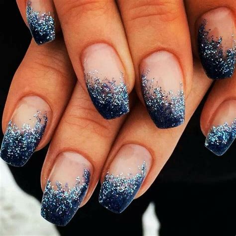 Image Result For Blue Gradient French Nail Art Glitter Gradient Nails