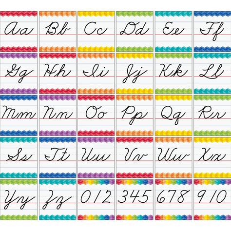 Cursive Letter Alphabet Handwriting Bulletin Board Cards