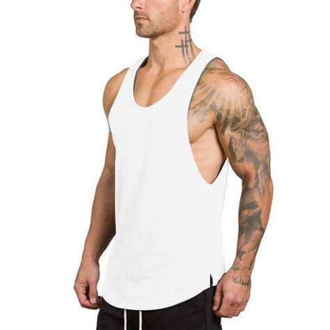 Mens Gym Workout Stringer Tank Top Sleeveless Muscle Workout Shirt