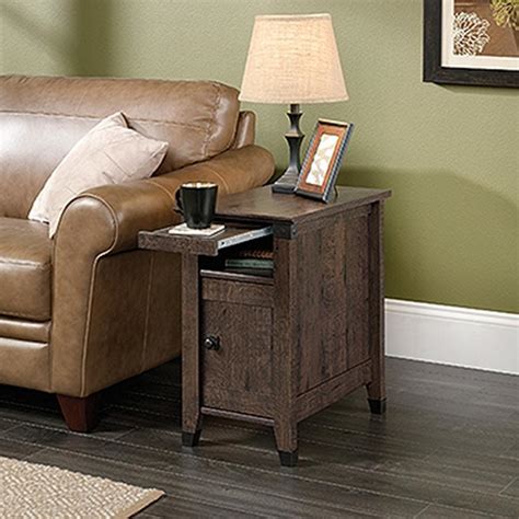 Sauder Carson Forge Coffee Oak Storage Side Table 420422 The Home Depot