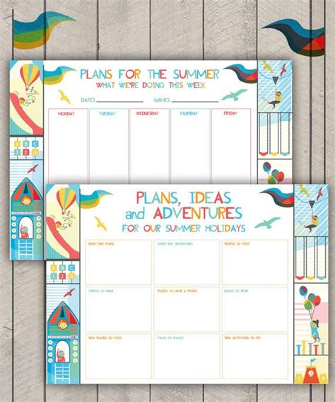 Summer Holiday Planner Printable Planner Kids Planner Etsy Canada