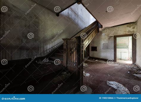 Derelict Foyer Staircase Abandoned Dunnington Mansion Farmville
