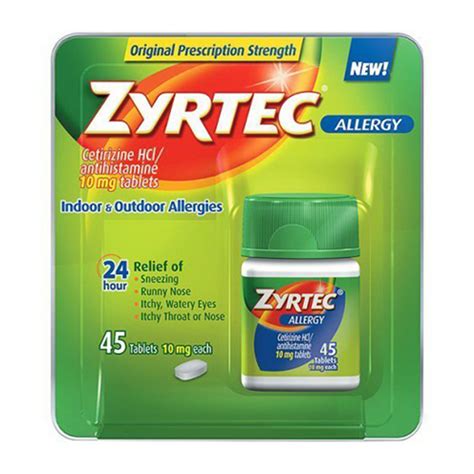 Zyrtec 24 Hour Allergy Relief Tablets For Indoor And Outdoor Allergies