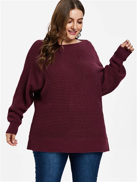 71 Off Plus Size Batwing Oversized Sweater Rosegal