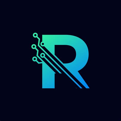 Tech Letter R Logo Futuristic Vector Logo Template With Green And Blue