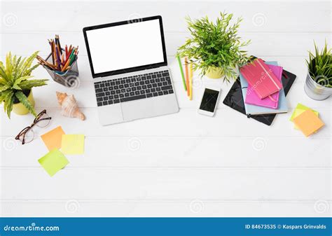 Person S Desk From Above In Marketing Agency Stock Image Image Of