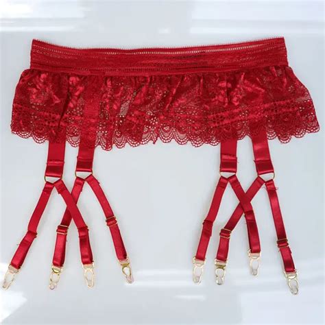 Sexy Garters Lace Women Sexy Suspender Belts Female 8 Straps Gold Metal