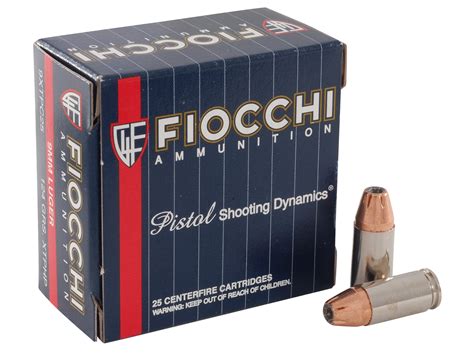 Fiocchi Extrema Ammo 9mm Luger 124 Grain Hornady Xtp Jacketed Hollow