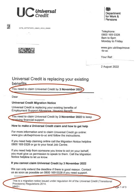 what to expect from a universal credit managed migration notice