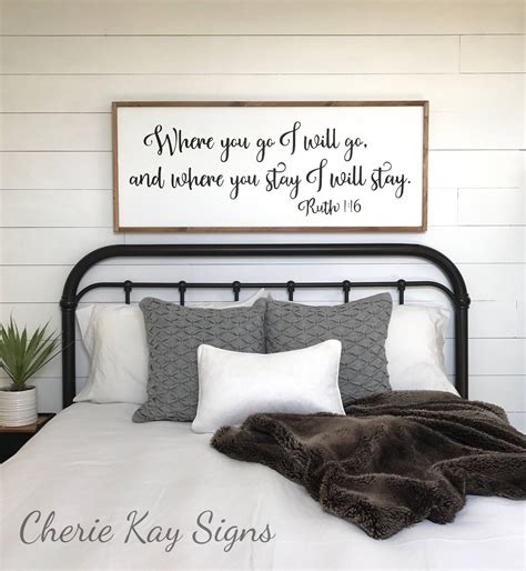 Bedroom Sign Where You Go I Will Go Master Bedroom Decor Wall